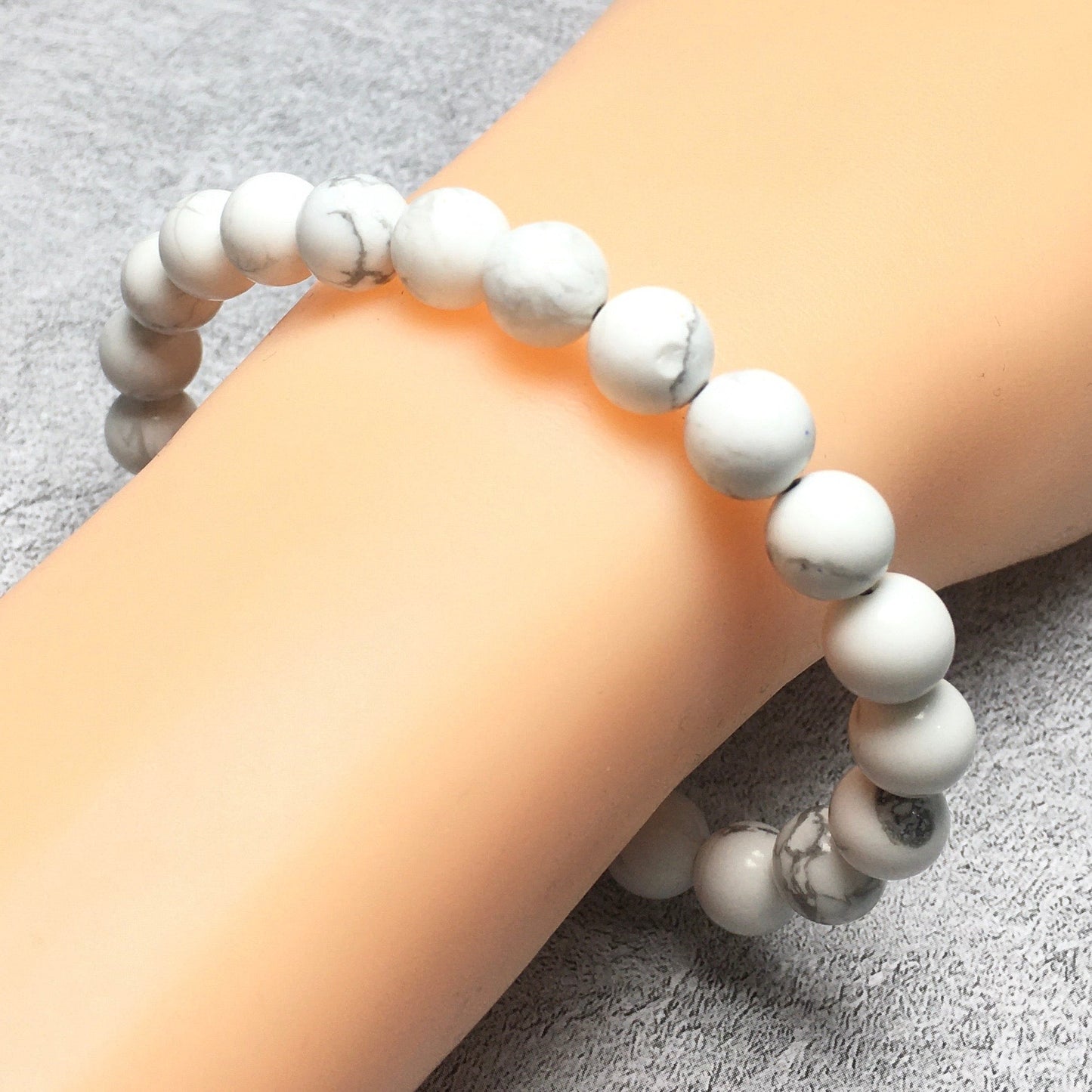 Natural Howlite Gemstone Beads Handmade Stretchy Bracelet