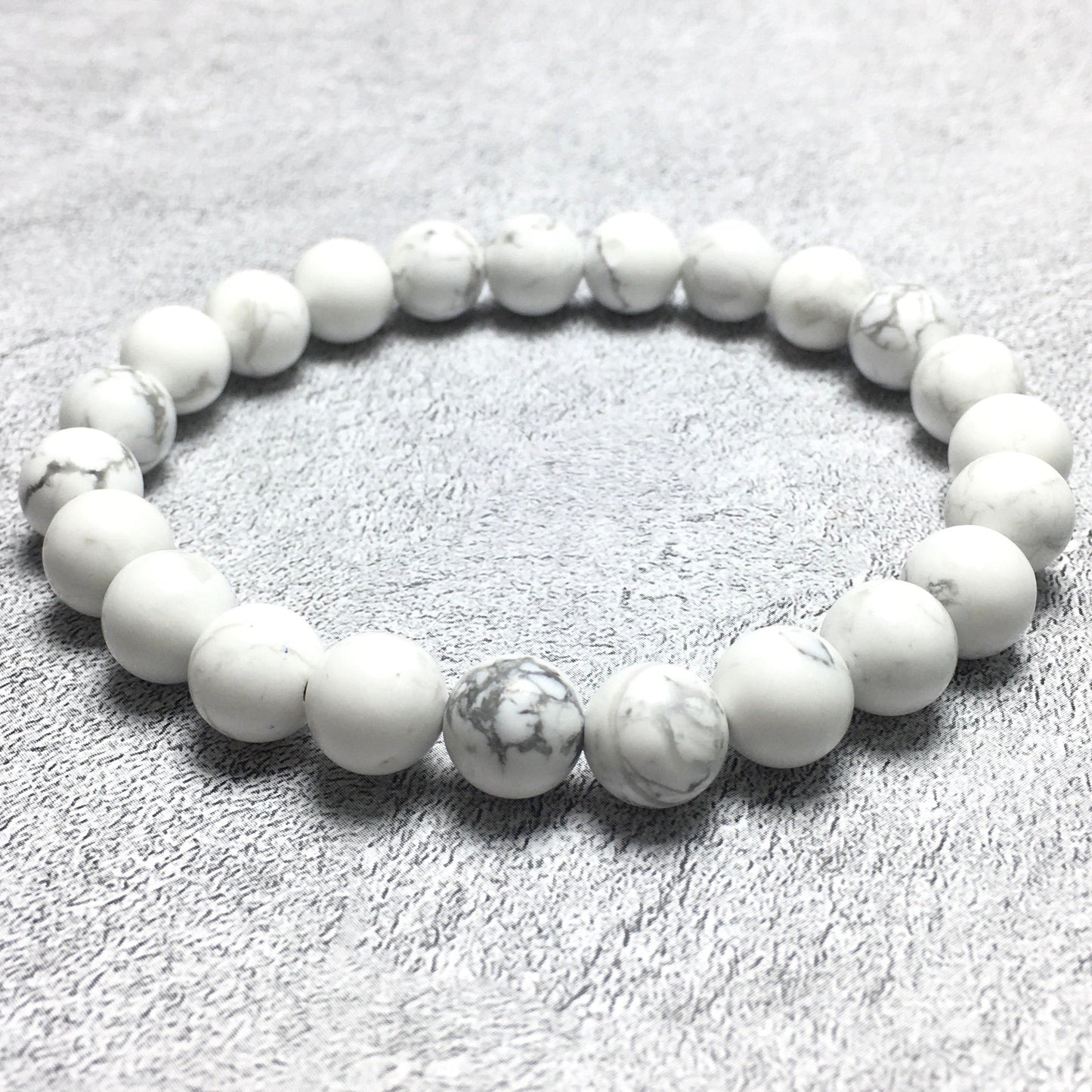 Natural Howlite Gemstone Beads Handmade Stretchy Bracelet