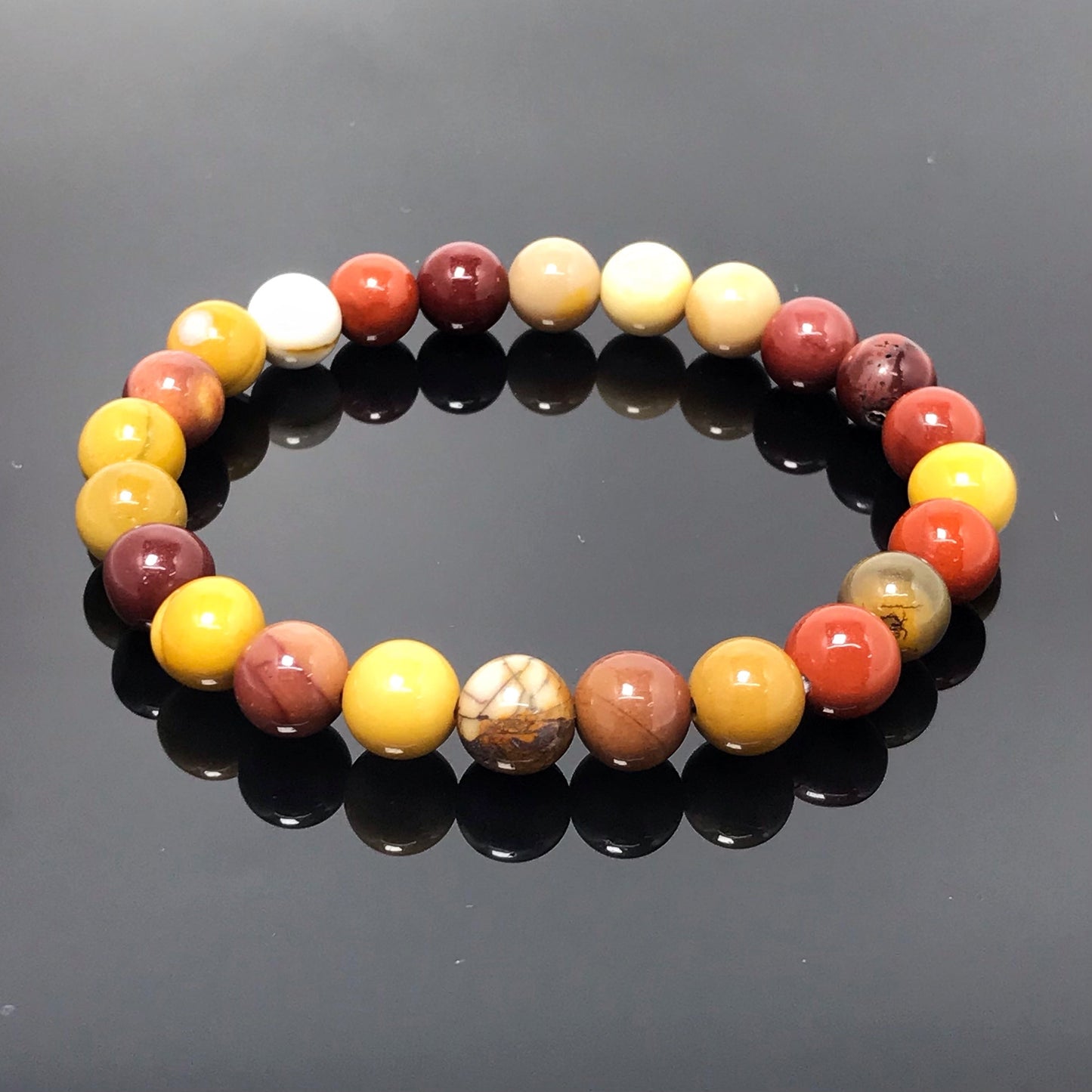 Natural Mookaite Gemstone Beads Handmade Stretchy Bracelet