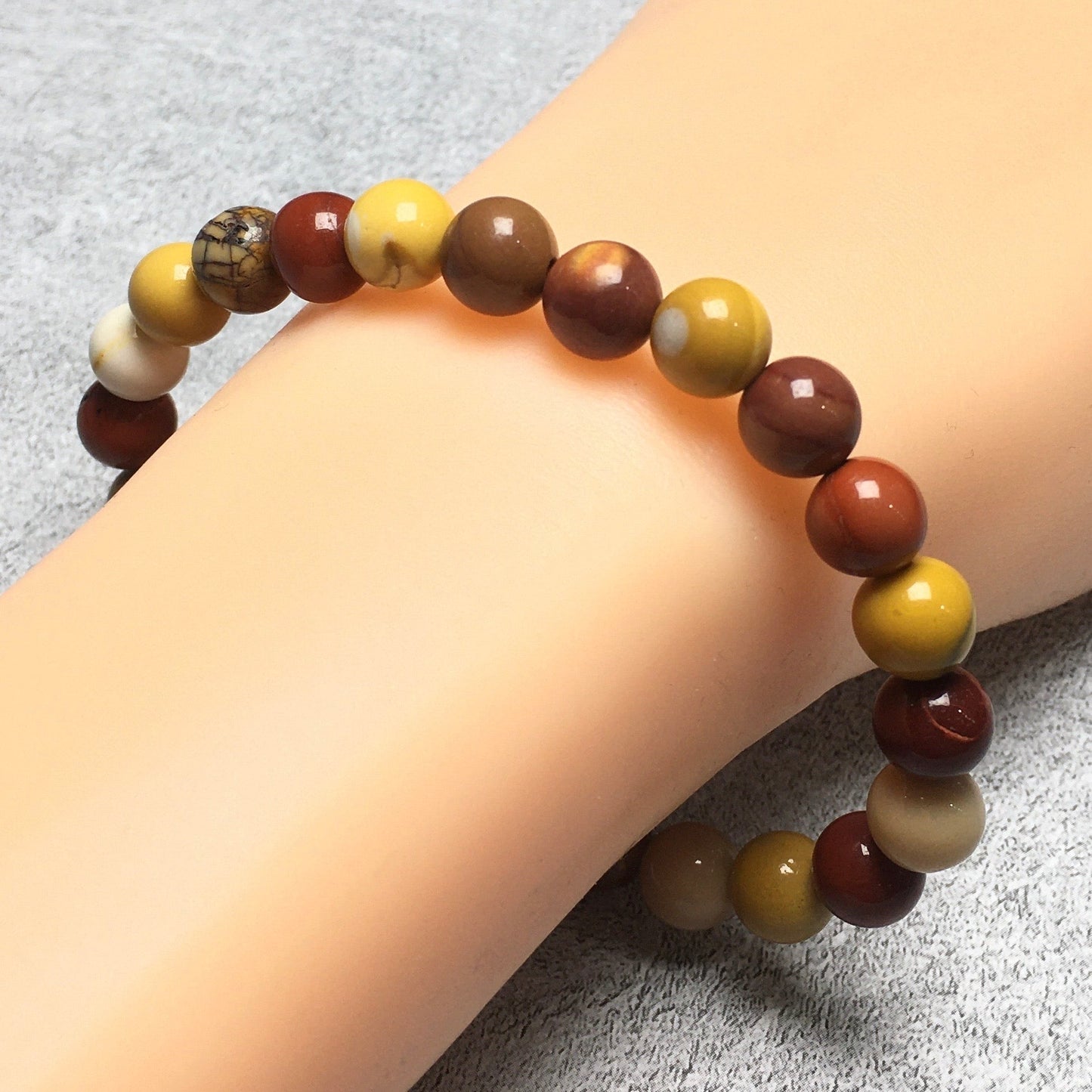 Natural Mookaite Gemstone Beads Handmade Stretchy Bracelet