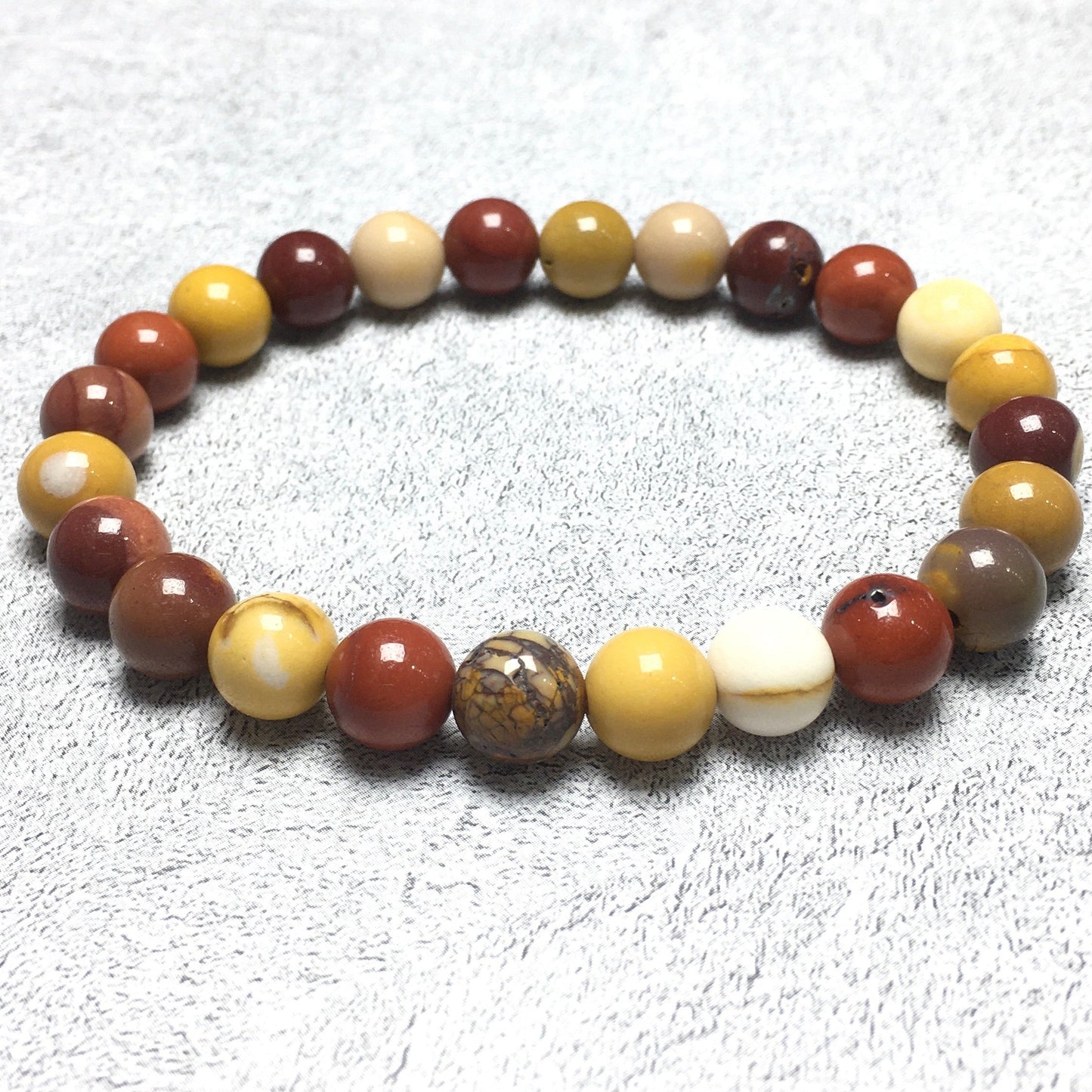 Natural Mookaite Gemstone Beads Handmade Stretchy Bracelet