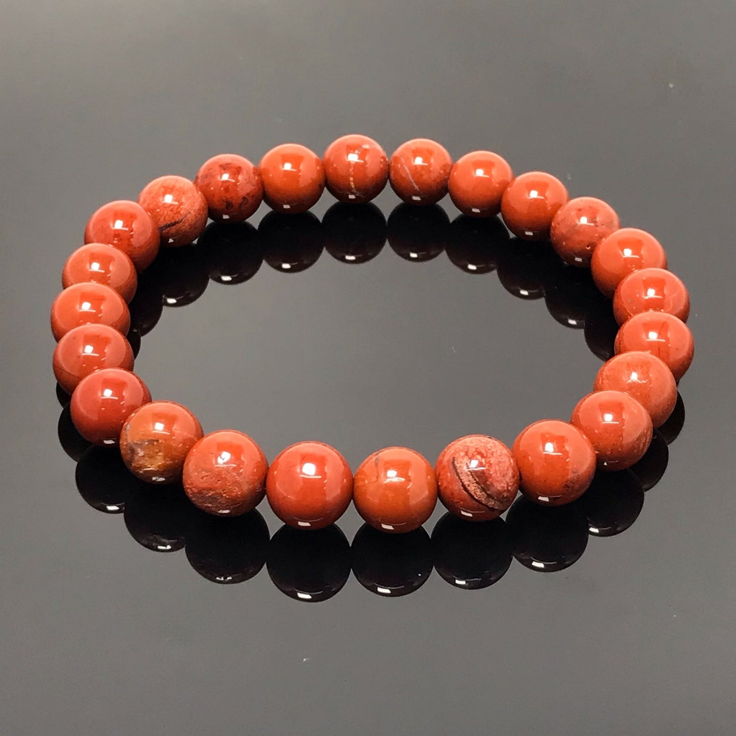 Natural Red Creek Jasper Gemstone Beads Handmade Stretchy Bracelet