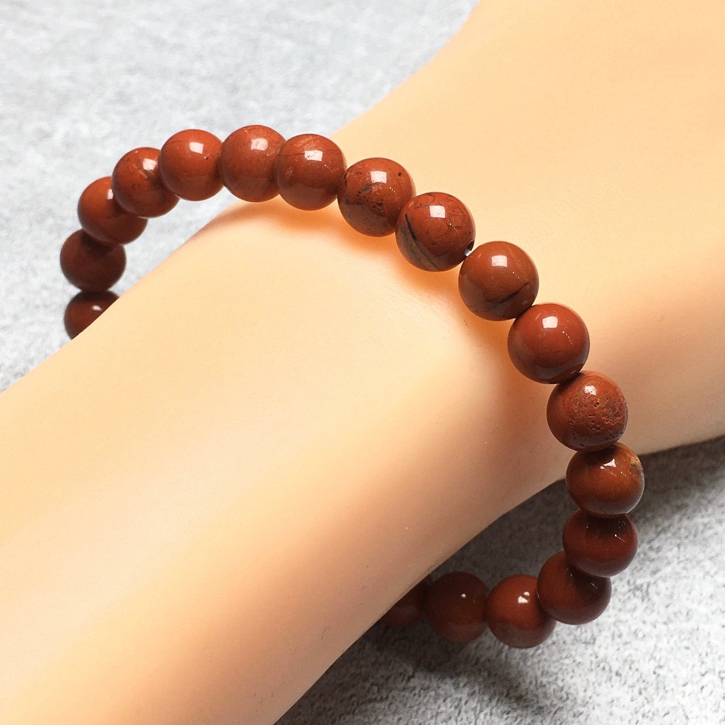 Natural Red Creek Jasper Gemstone Beads Handmade Stretchy Bracelet