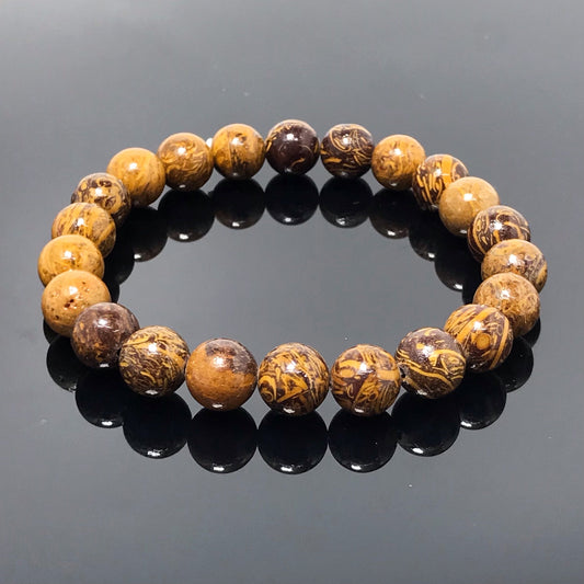 Natural Elephant Skin Jasper Gemstone Beads Handmade Stretchy Bracelet