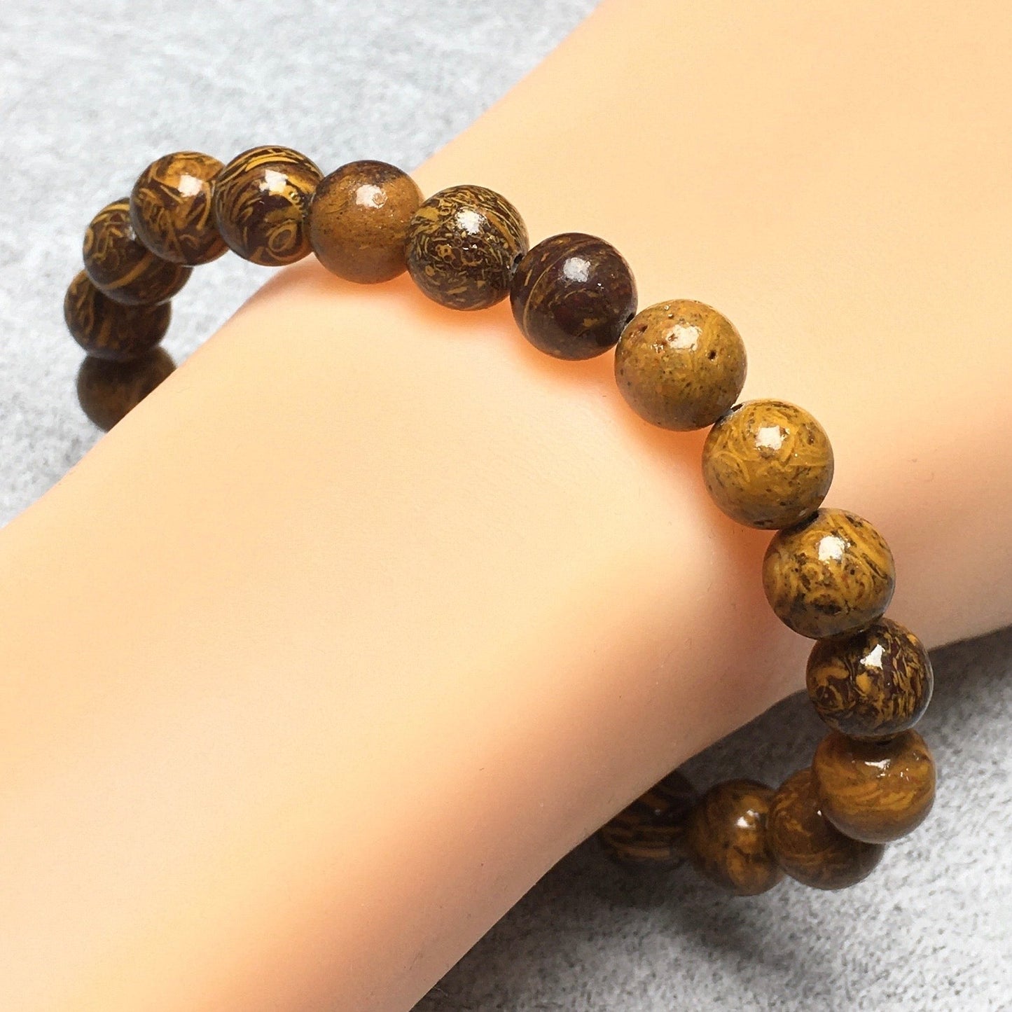 Natural Elephant Skin Jasper Gemstone Beads Handmade Stretchy Bracelet