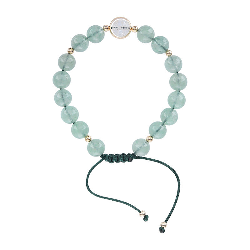 Natural Green Strawberry Quartz & Crack Clear Quartz Rope Bracelet Adjustable Design Bracelet -vsl1305