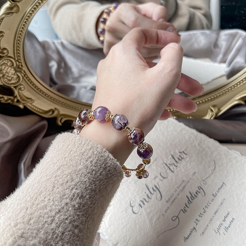 Natural Amethyst Phantom Quartz Design Bracelet -vsl1192