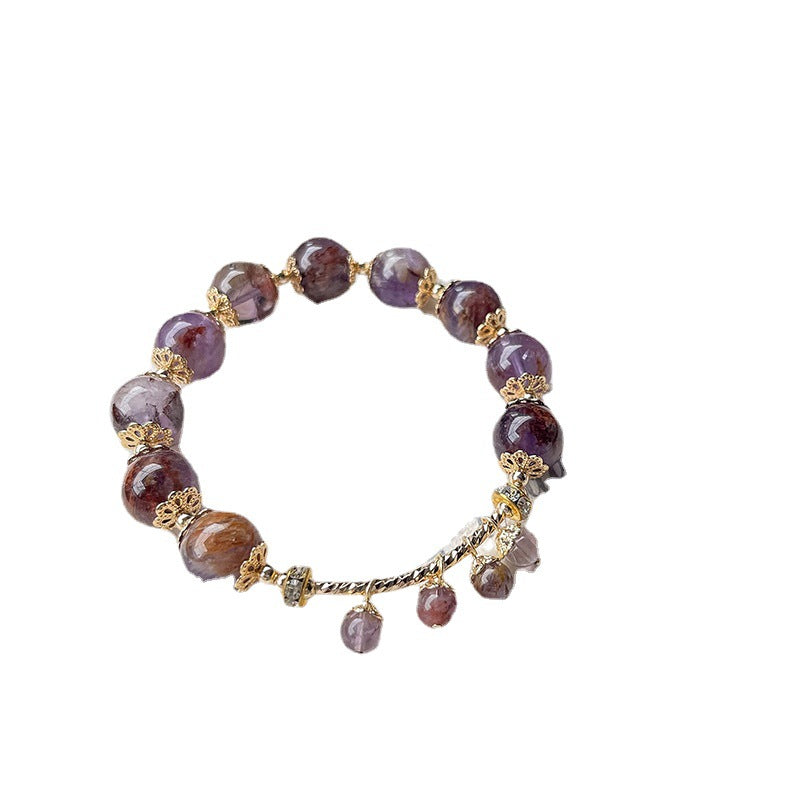 Natural Amethyst Phantom Quartz Design Bracelet -vsl1192