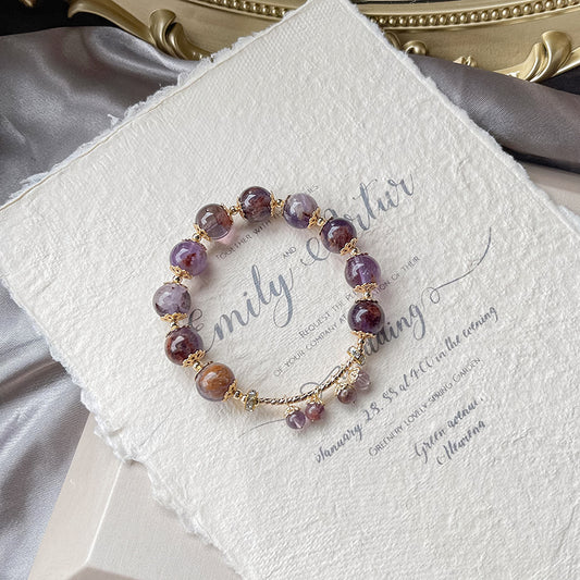 Natural Amethyst Phantom Quartz Design Bracelet -vsl1192