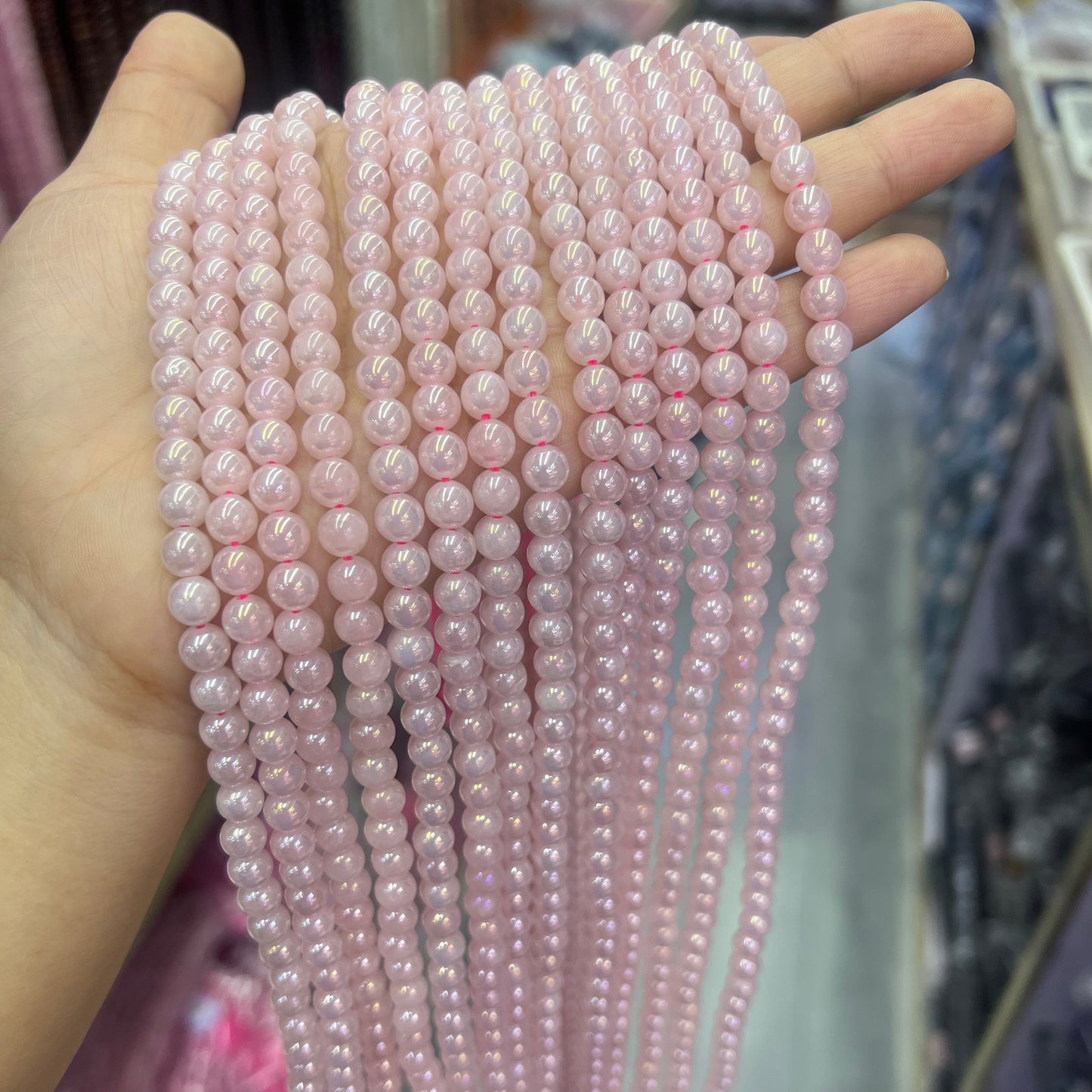 Natural Pink AB Rose Quatrz Aura Round Smooth beads Energy Healing Gemstone Loose Beads for DIY Jewelry Making Design AAA Quality 4mm 6mm 8mm 10mm