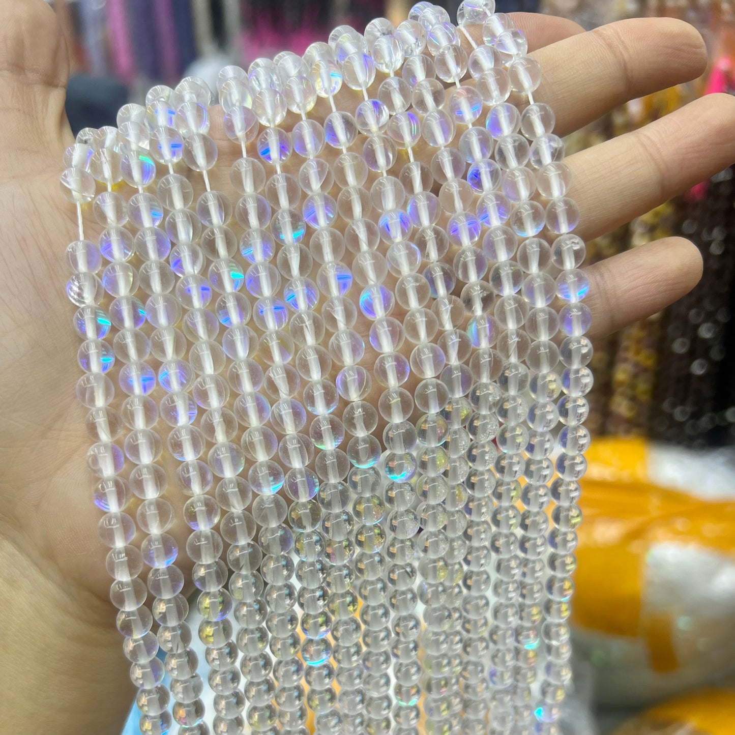 Clear AB Aura Crystal Quartz Round Gemstone Loose Bead for Jewelry Making and Fashion Design AAA Quality 6mmm 8mm 10mm 12mm