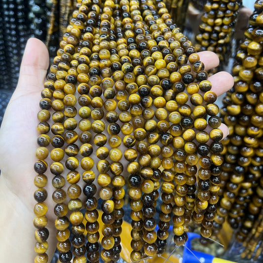 Natural Yellow Tiger Eye Highly Polished Round Beads Energy Gemstone Loose Bead For DIY Jewelry Making Design AAAAA Quality