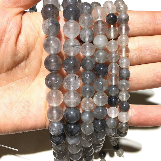 Natural Gray Cloudy Crystal Quartz Beads Healing Gemstone Loose Beads DIY Jewelry Making for  AAA Quality 4mm 6mm 8mm 10mm