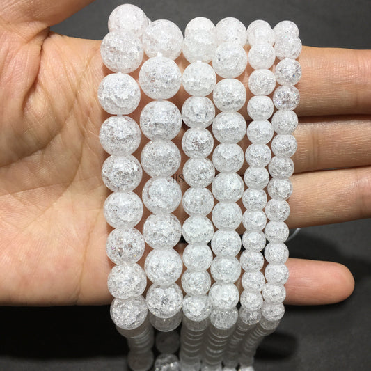 Crack Crystal Quartz Round Beads Loose Beads DIY Jewelry Making AAA Quality 4mm 6mm 8mm 10mm 12mm