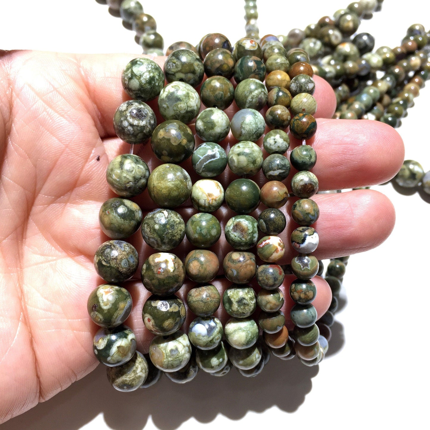 Natural Green Jasper Rhyolite Round Beads Healing Gemstone Loose Beads DIY Jewelry Making Design for  4mm 6mm 8mm 10mm 12mm