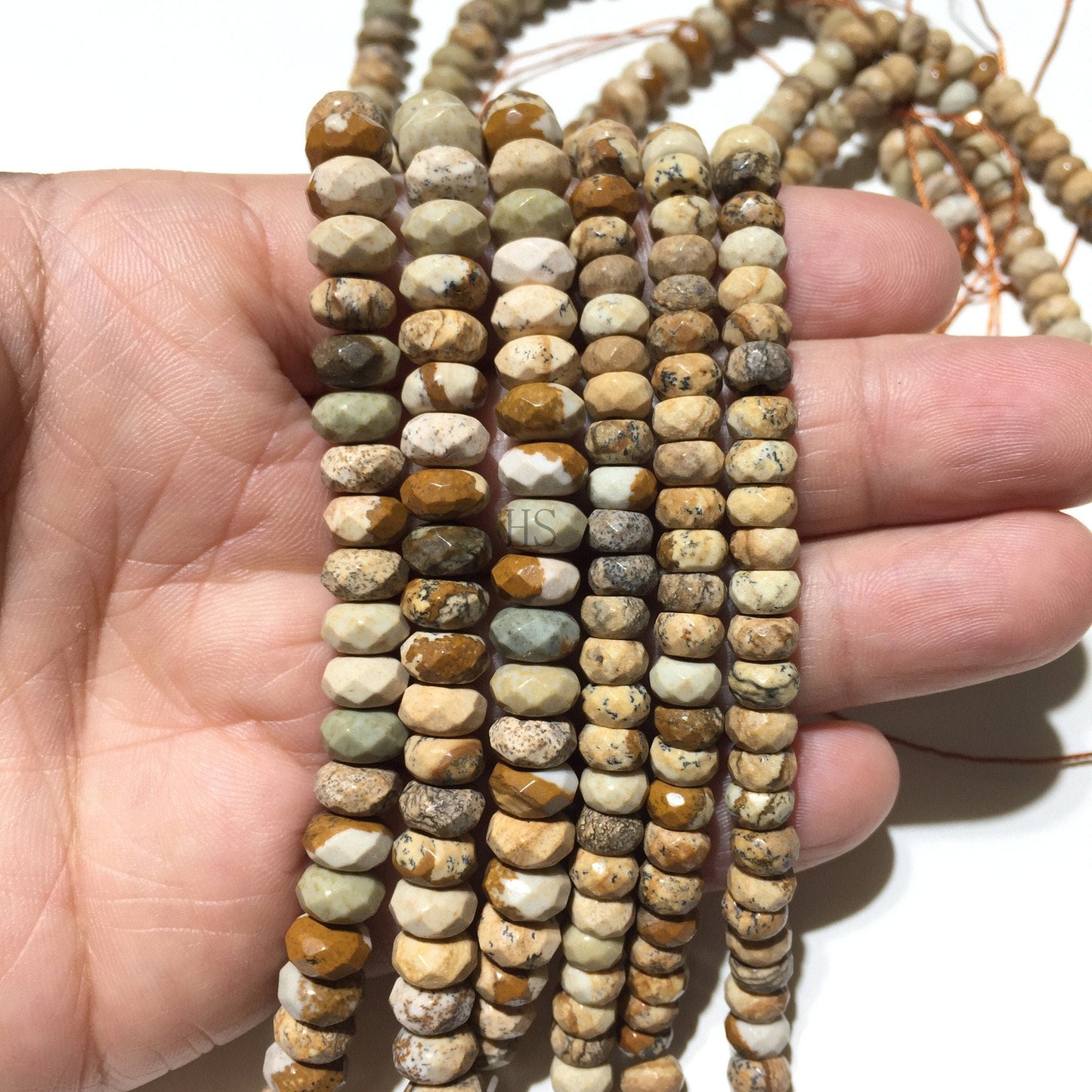 Natural Picture Jasper Highly Polished Faceted Rondelle Shape Gemstone Loose Beads for Jewelry Making and Design AAA Quality 16inch