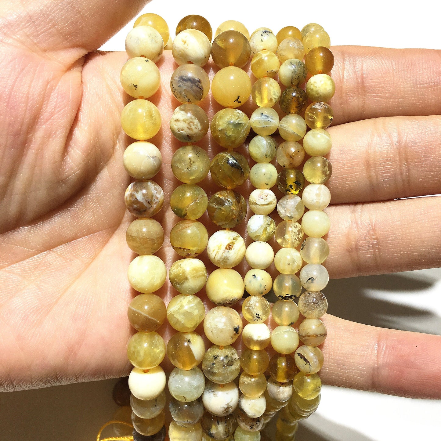 Natural Peruvian Yellow Opal Round Beads Healing Energy Gemstone Loose Beads For DIY Jewelry Making AAA Quality 6mm 8mm