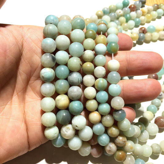 Natural Multi Amazonite Round Energy Healing Gemstone Loose Beads For DIY Jewelry Making Design AAA Quality