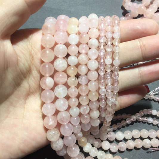 Natural Pink Morganite Highly Polished Round Beads Energy Gemstone Loose Beads DIY Jewelry Making Design for  AAAAA Best Quality 8mm