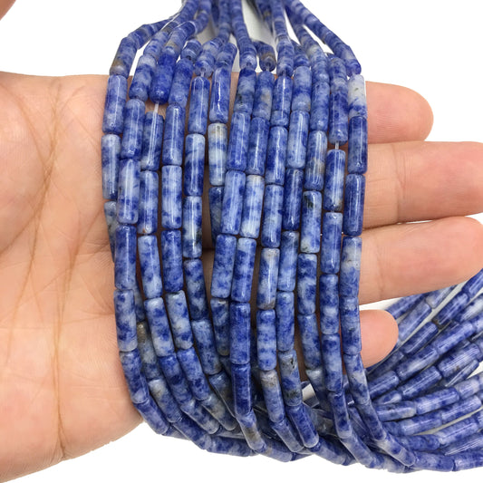 Natural Sodalite Tube Shape Beads Healing Energy Gemstone Loose Beads DIY Jewelry Making Design for  AAA Quality 4X13MM