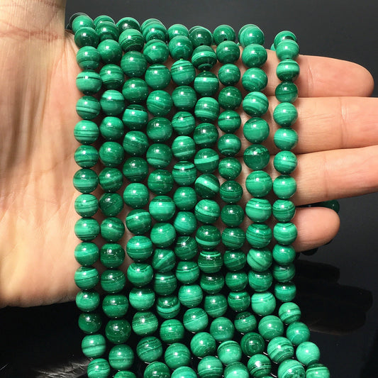 Natural Green Malachite Highly Polished Round Beads Energy Gemstone Loose Beads For DIY Jewelry Making Design AAAAA Best Quality