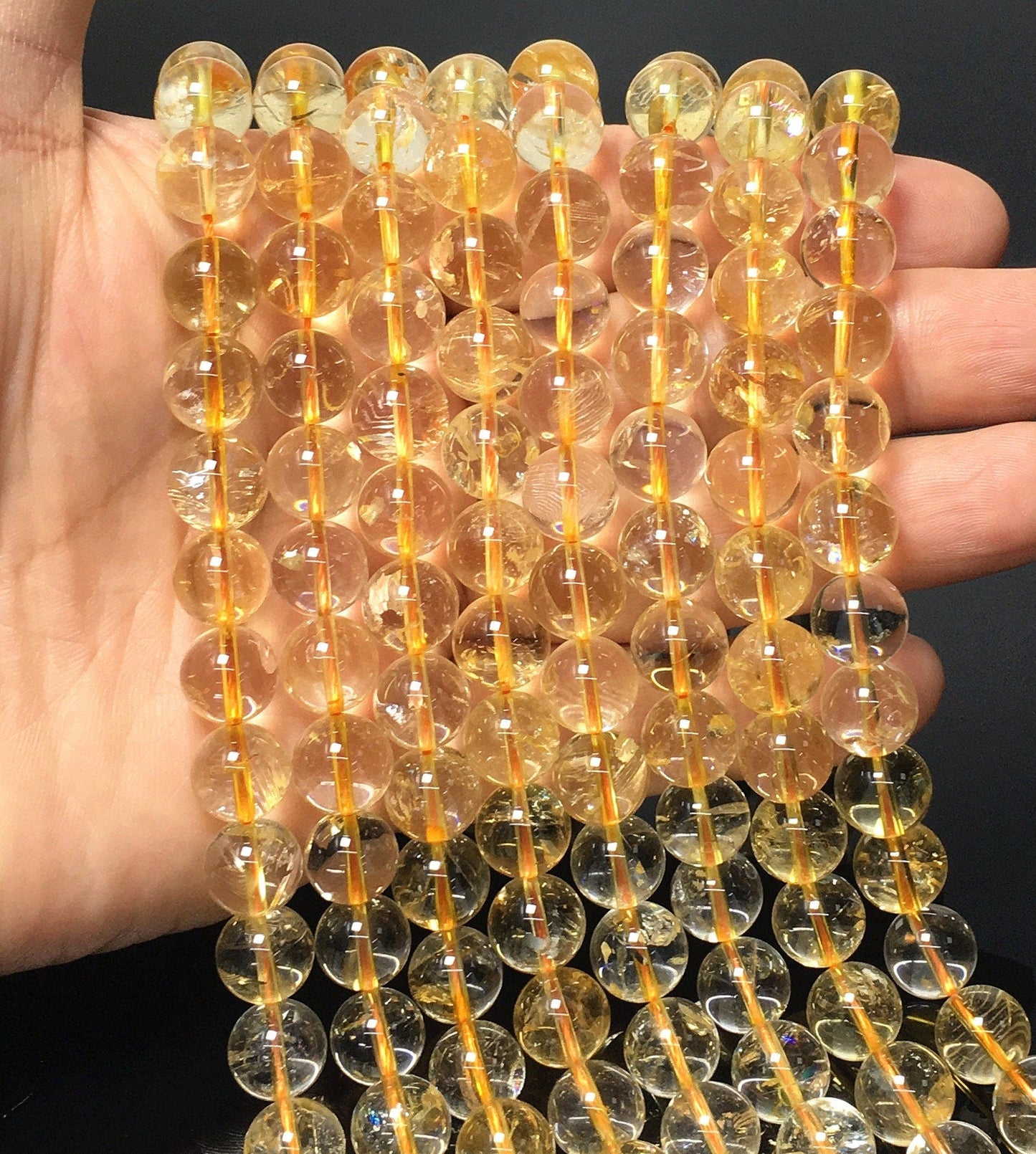 Natural Yellow Citrine Round Bead Energy Gemstone Loose Beads For DIY Jewelry Making Design AAA Quality