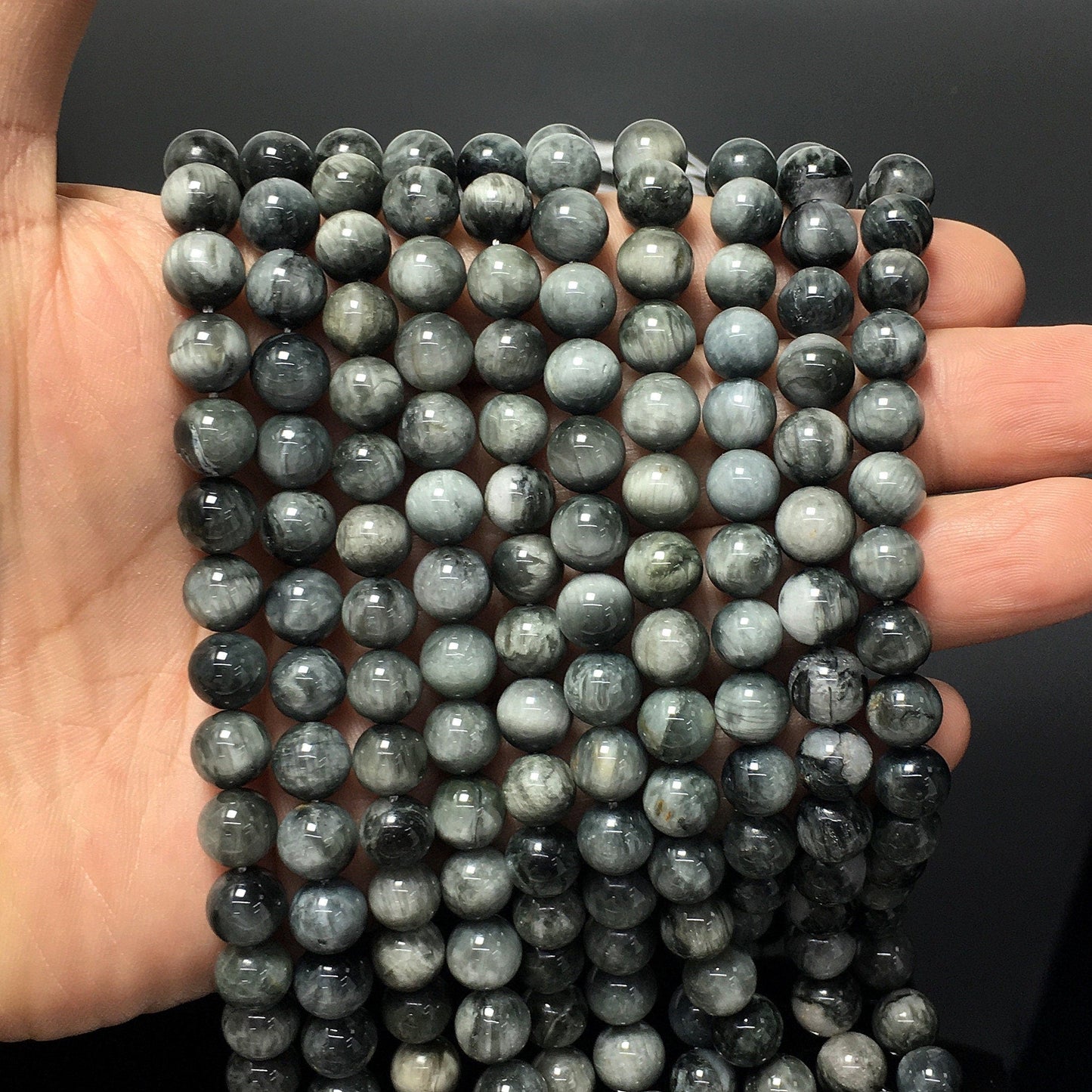 Natural Gray Eagle Eye Round Beads Healing Loose Beads ForDIY Jewelry Making Design AAA Quality