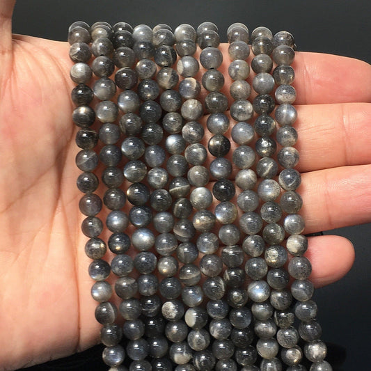 Natural Black Sunstone Round Beads Energy Gemstone Loose Beads DIY Jewelry Making Design for  AAAAA Quality 6mm 8mm 10mm