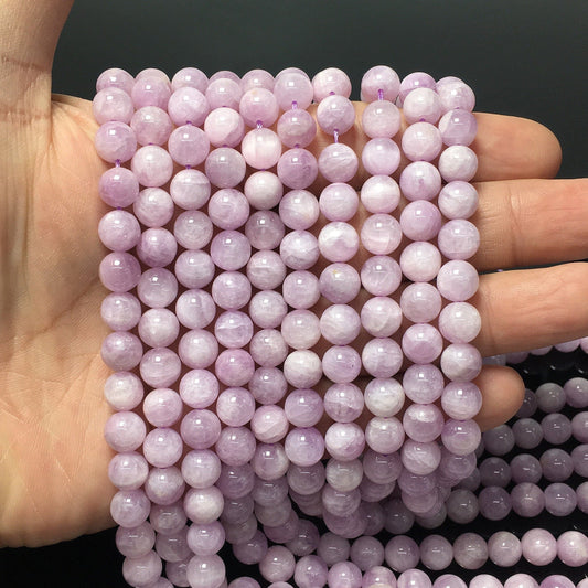 Natural Purple Kunzite Round Smooth Beads Healing Gemstone Loose Beads For DIY Jewelry Making AAAA Quality