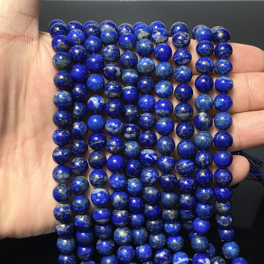 Natural Blue Lapis Lazuli Round Beads Energy Gemstone Loose Bead For DIY Jewelry Making Design AAA Quality