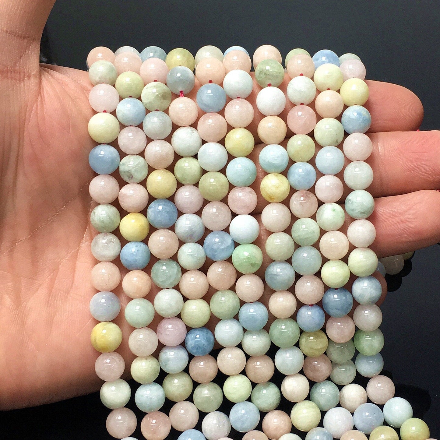 Natural Mix Color Morganite Highly Polished Round Bead Energy Gemstone Loose Beads For DIY Jewelry Making Design AAA Best Quality