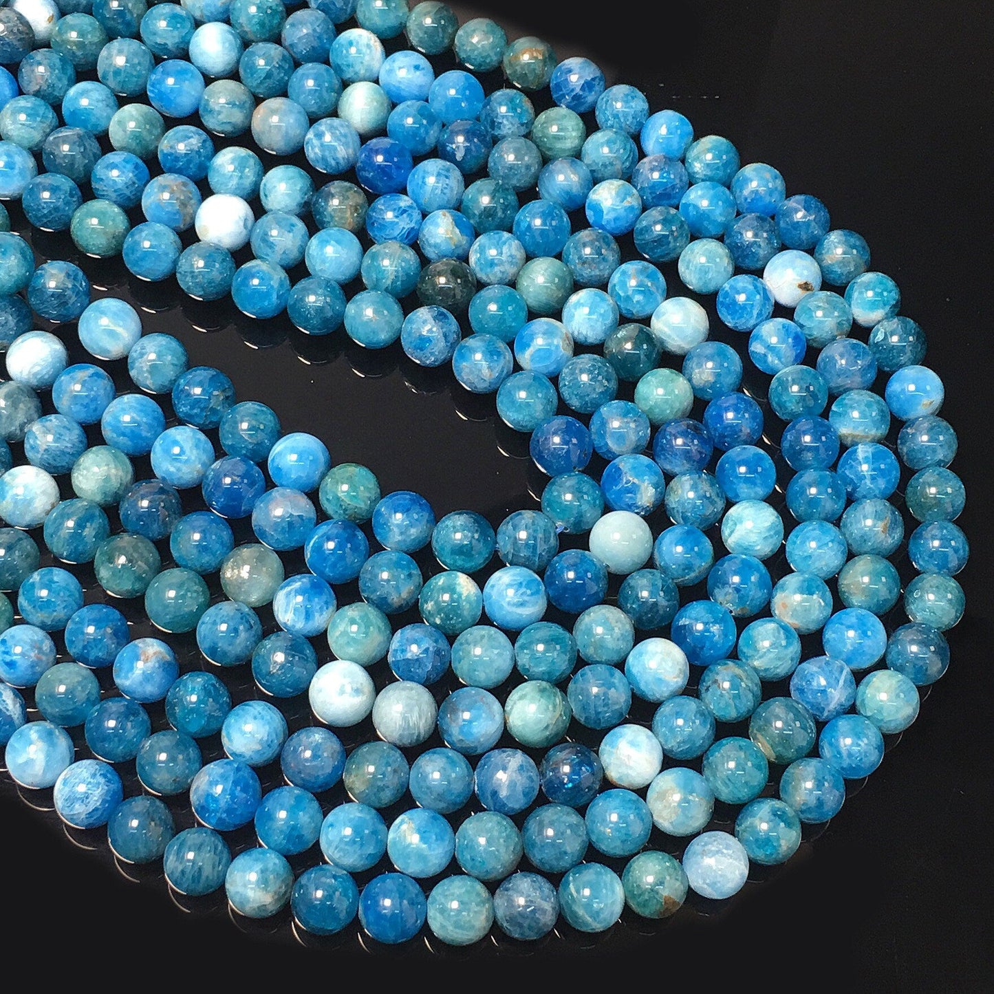 Natural Blue Apatite Round Smooth Beads Healing Gemstone Loose Beads For DIY Jewelry Making AAAA Quality