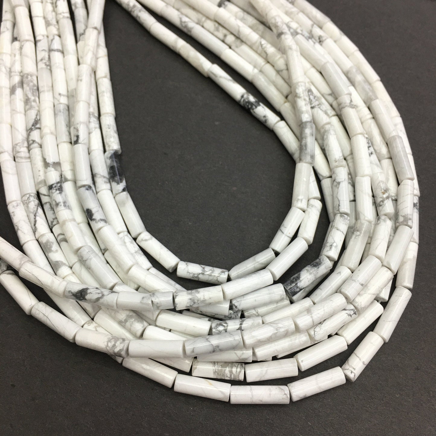 Natural White Howlite Tube Shape Beads Healing Energy Gemstone Loose Beads DIY Jewelry Making Design for AAA Quality 4X13MM