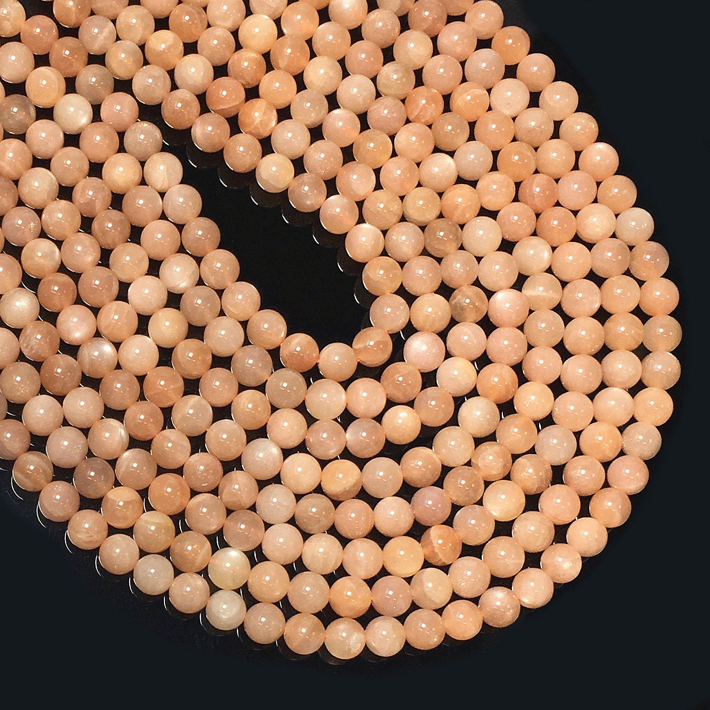 Natural Peach Moonstone Round Smooth Beads Healing Gemstone Loose Beads For DIY Jewelry Making AAAA Quality