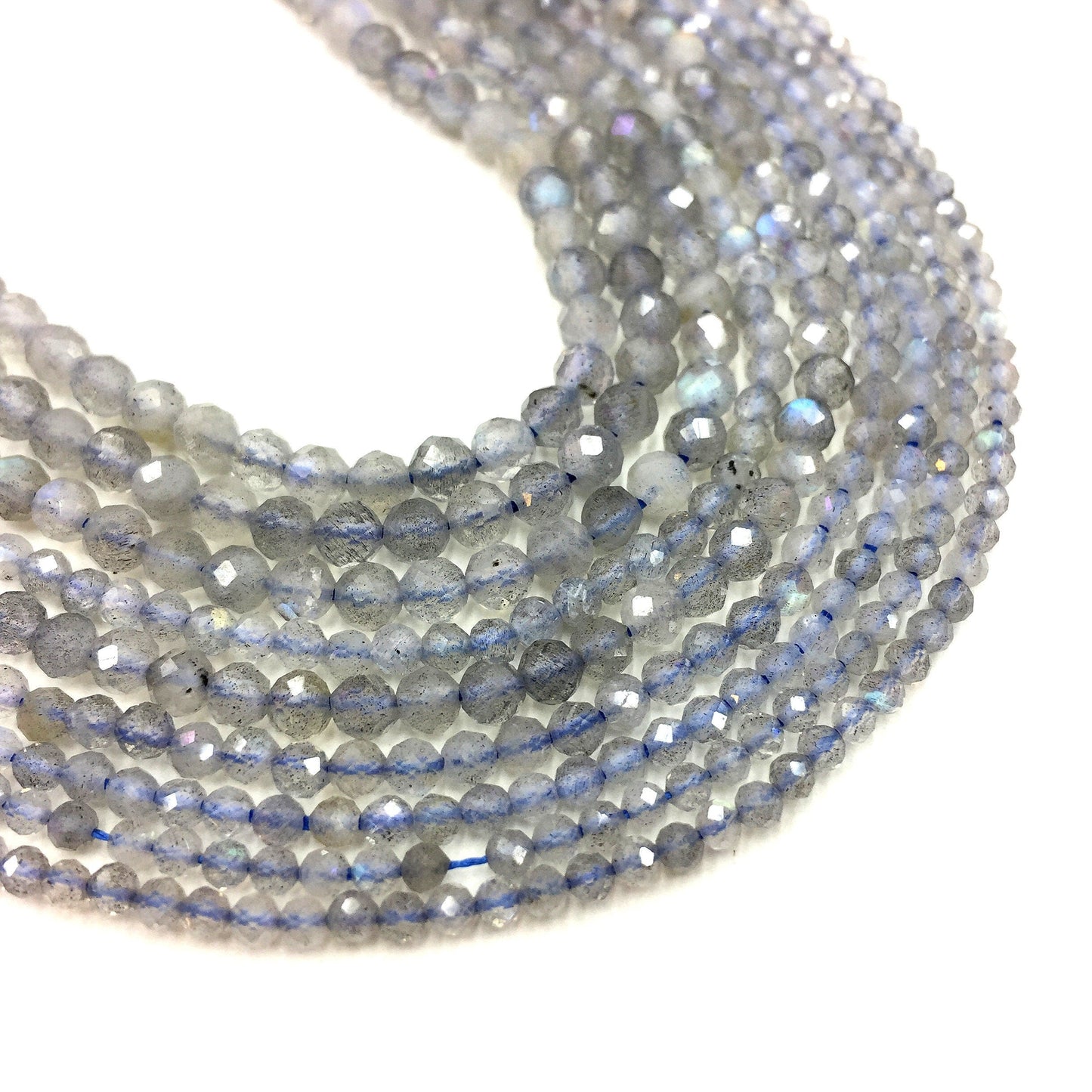 Natural Labradorite & Gray Moonstone Faceted Round Beads Healing Gemstone Loose Beads DIY Jewelry Design for AAAAA Quality 2mm 4mm