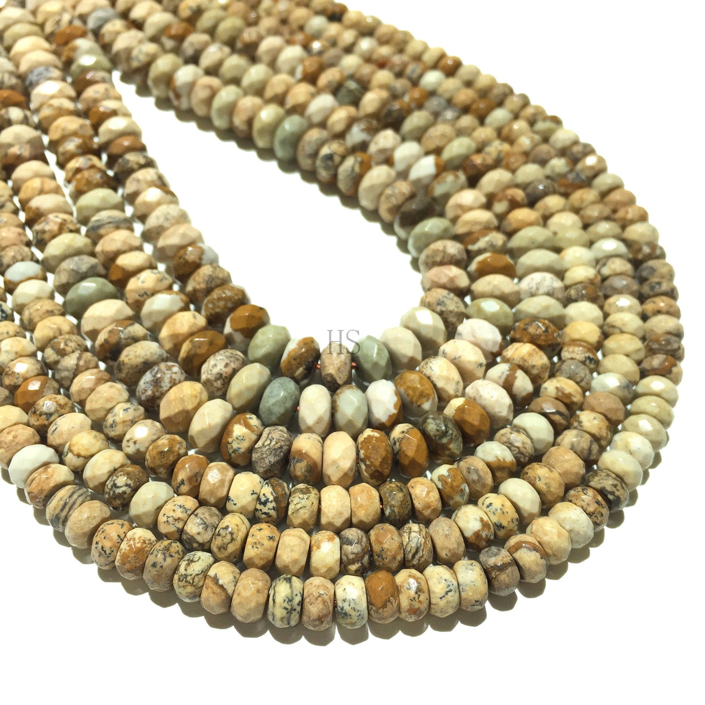 Natural Picture Jasper Highly Polished Faceted Rondelle Shape Gemstone Loose Beads for Jewelry Making and Design AAA Quality 16inch