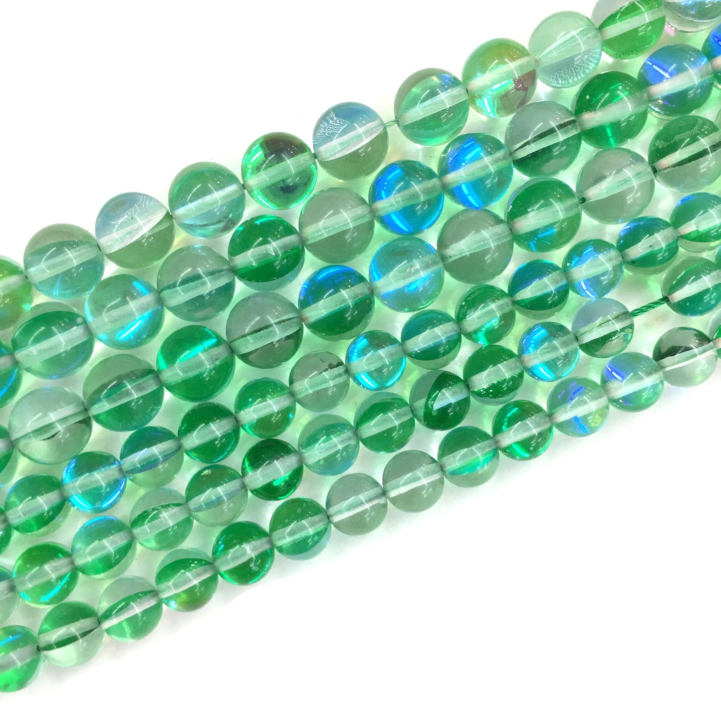 Green AB Aura Crystal Quartz Round Gemstone Loose Bead for Jewelry Making and Fashion Design AAA Quality 6mmm 8mm 10mm 12mm