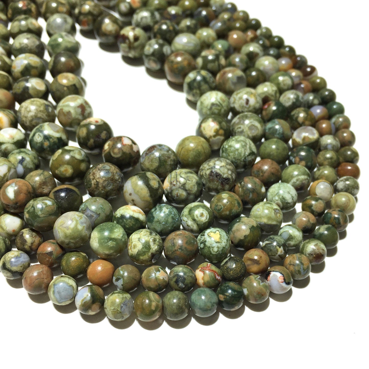 Natural Green Jasper Rhyolite Round Beads Healing Gemstone Loose Beads DIY Jewelry Making Design for  4mm 6mm 8mm 10mm 12mm