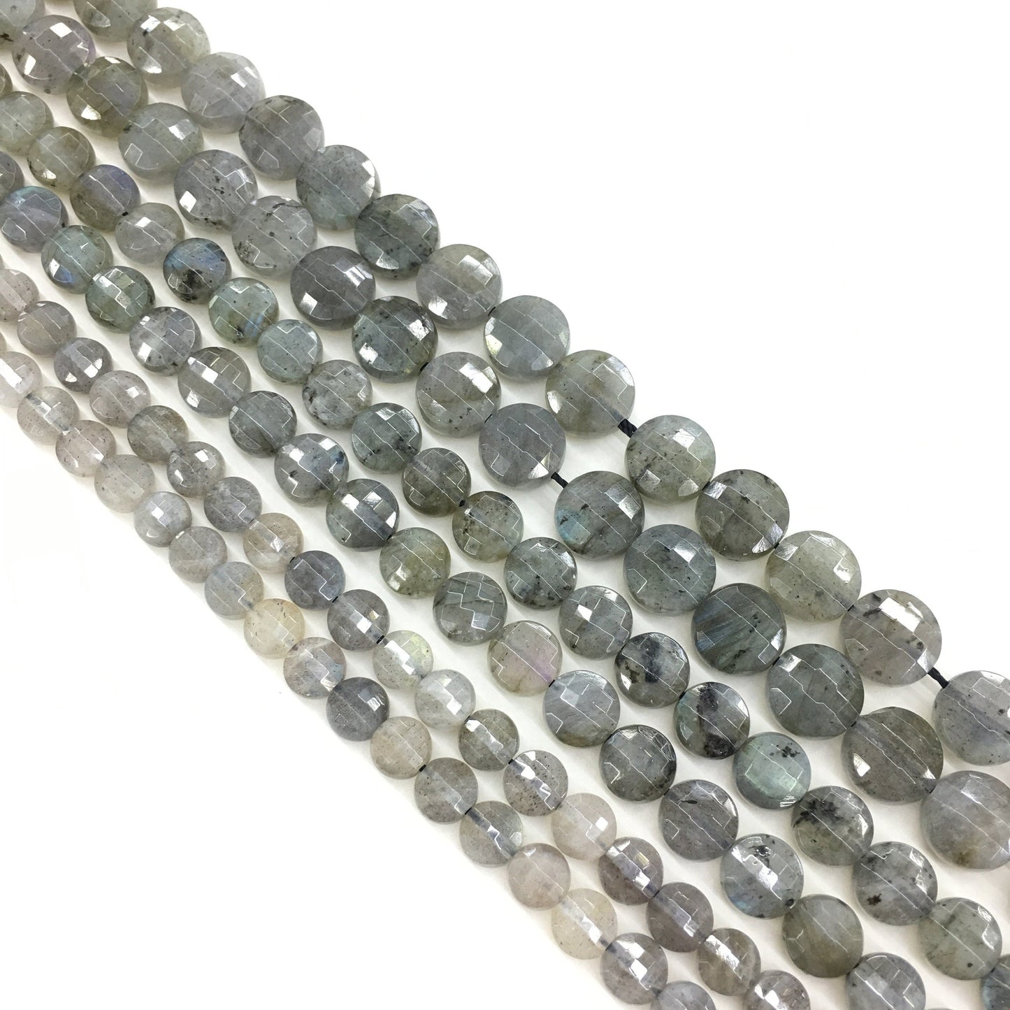 Natural Labradorite or Gray Moonstone Faceted Flat Coin Gemstone Loose Bead for Jewelry Making & Fashion Design AAA Best Quality 16inch