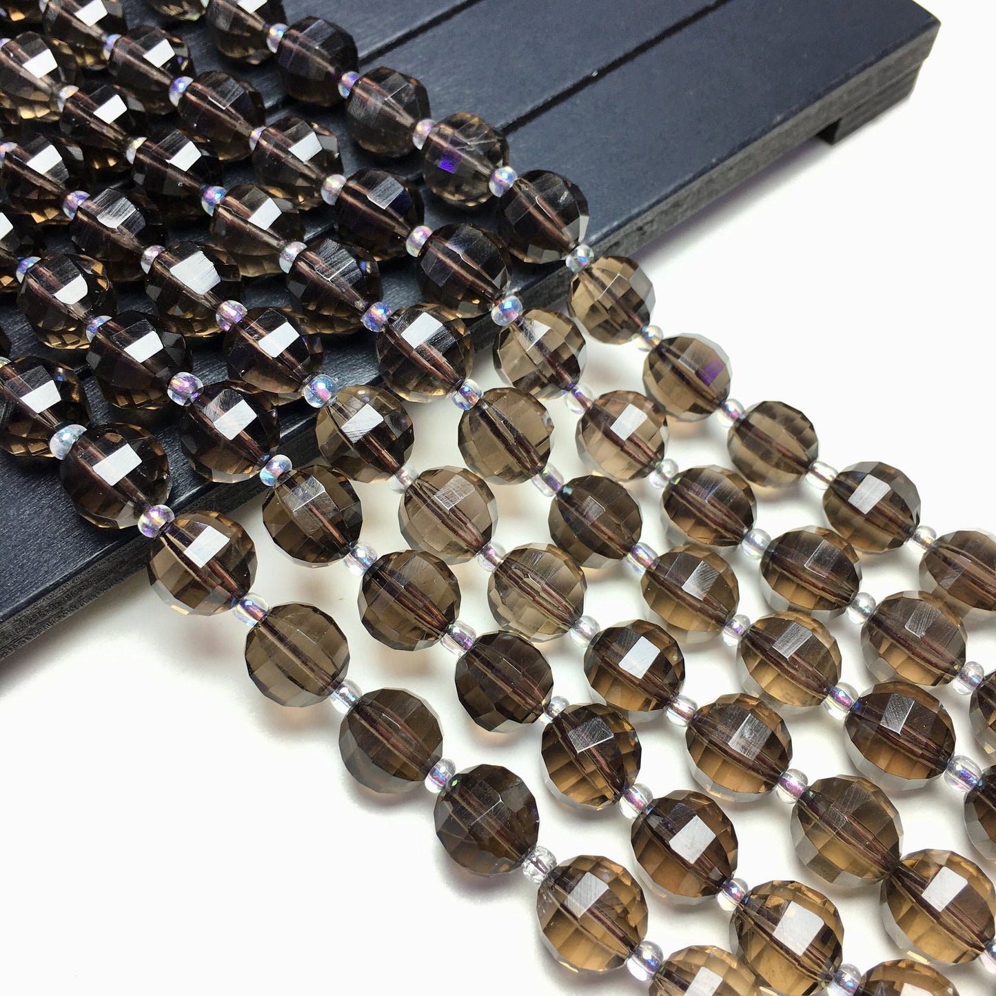 Natural Smoky Quartz Faceted Pumpkin Round beads Healing Gemstone Loose Beads For DIY Jewelry Making AAA Quality