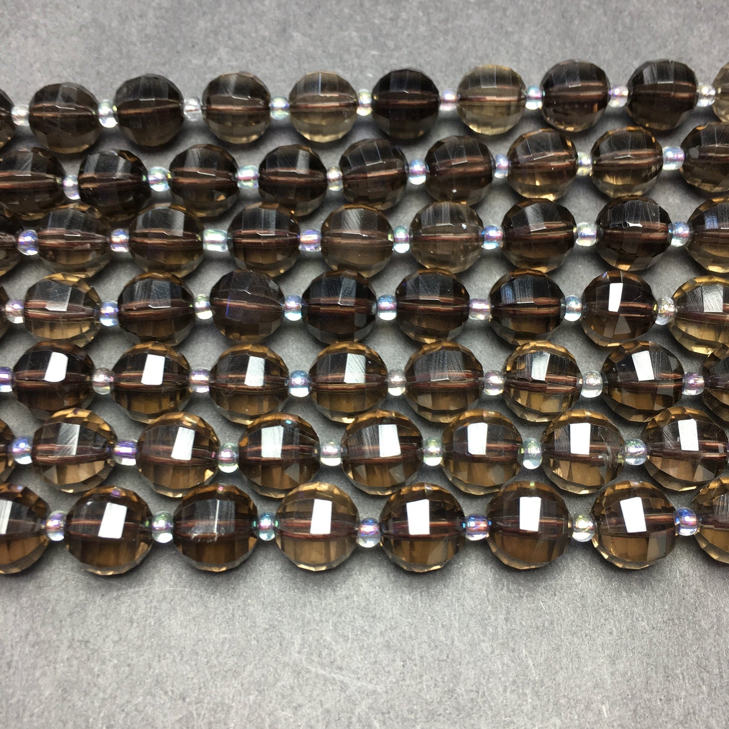 Natural Smoky Quartz Faceted Pumpkin Round beads Healing Gemstone Loose Beads For DIY Jewelry Making AAA Quality