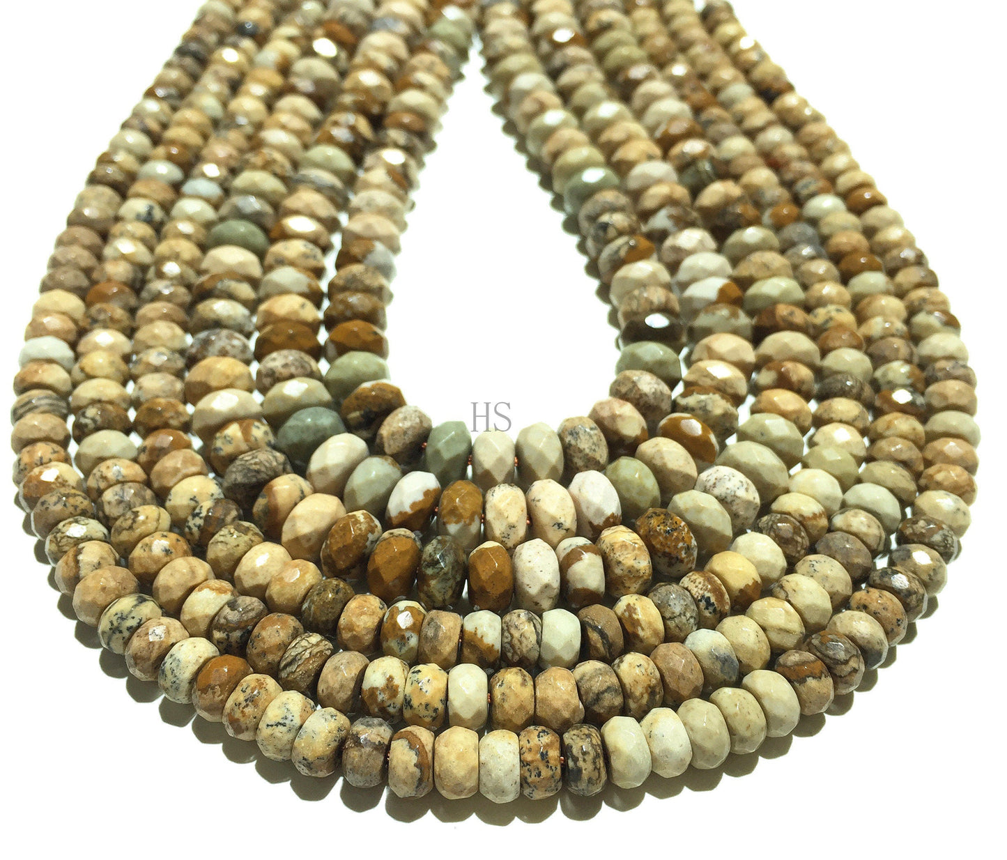 Natural Picture Jasper Highly Polished Faceted Rondelle Shape Gemstone Loose Beads for Jewelry Making and Design AAA Quality 16inch