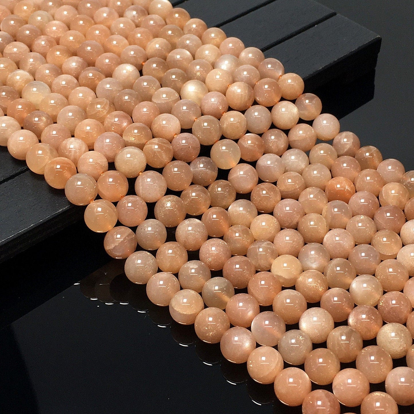 Natural Peach Moonstone Round Smooth Beads Healing Gemstone Loose Beads For DIY Jewelry Making AAAA Quality