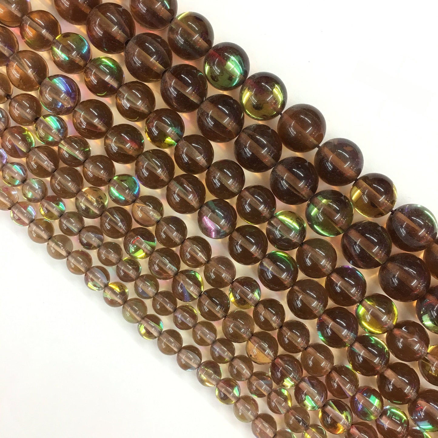 Brown AB Aura Crystal Quartz Round Gemstone Loose Bead for Jewelry Making and Fashion Design AAA Quality 6mmm 8mm 10mm 12mm