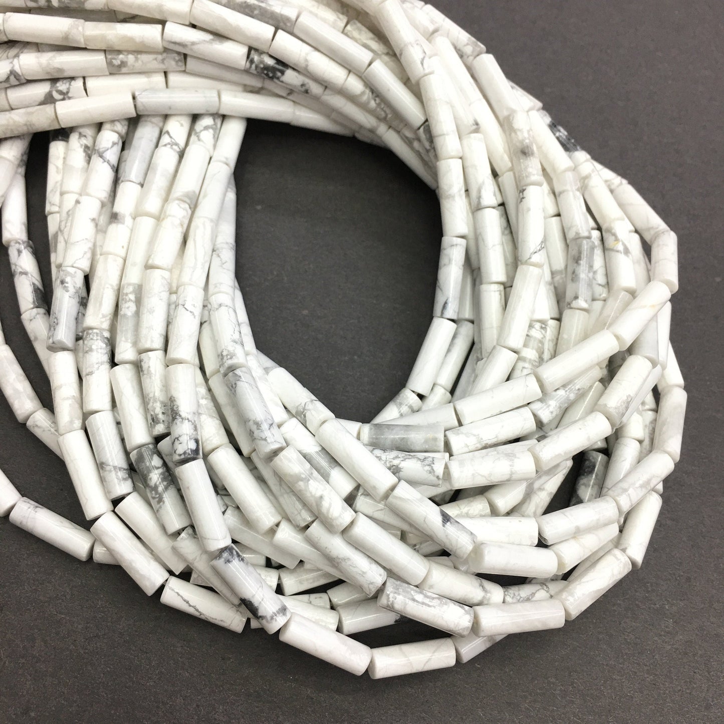 Natural White Howlite Tube Shape Beads Healing Energy Gemstone Loose Beads DIY Jewelry Making Design for AAA Quality 4X13MM