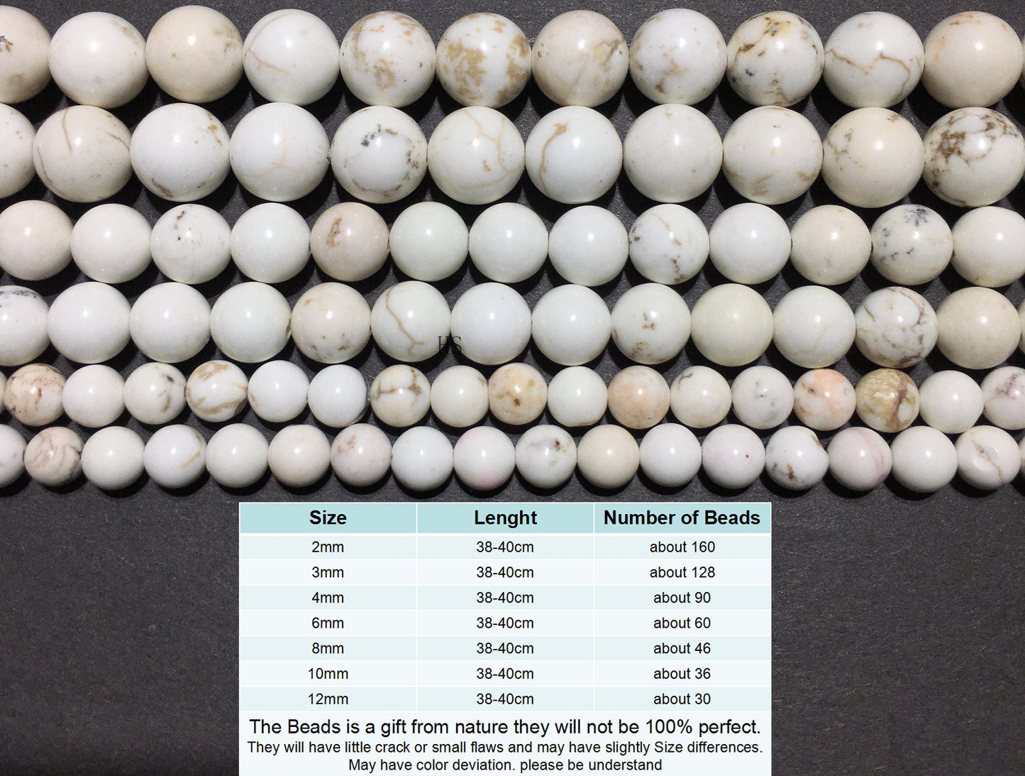 Natural White Turquoise Stone Round Beads Healing Gemstone Loose Beads DIY Jewelry Making for  AAA Quality 4mm 6mm 8mm 10mm