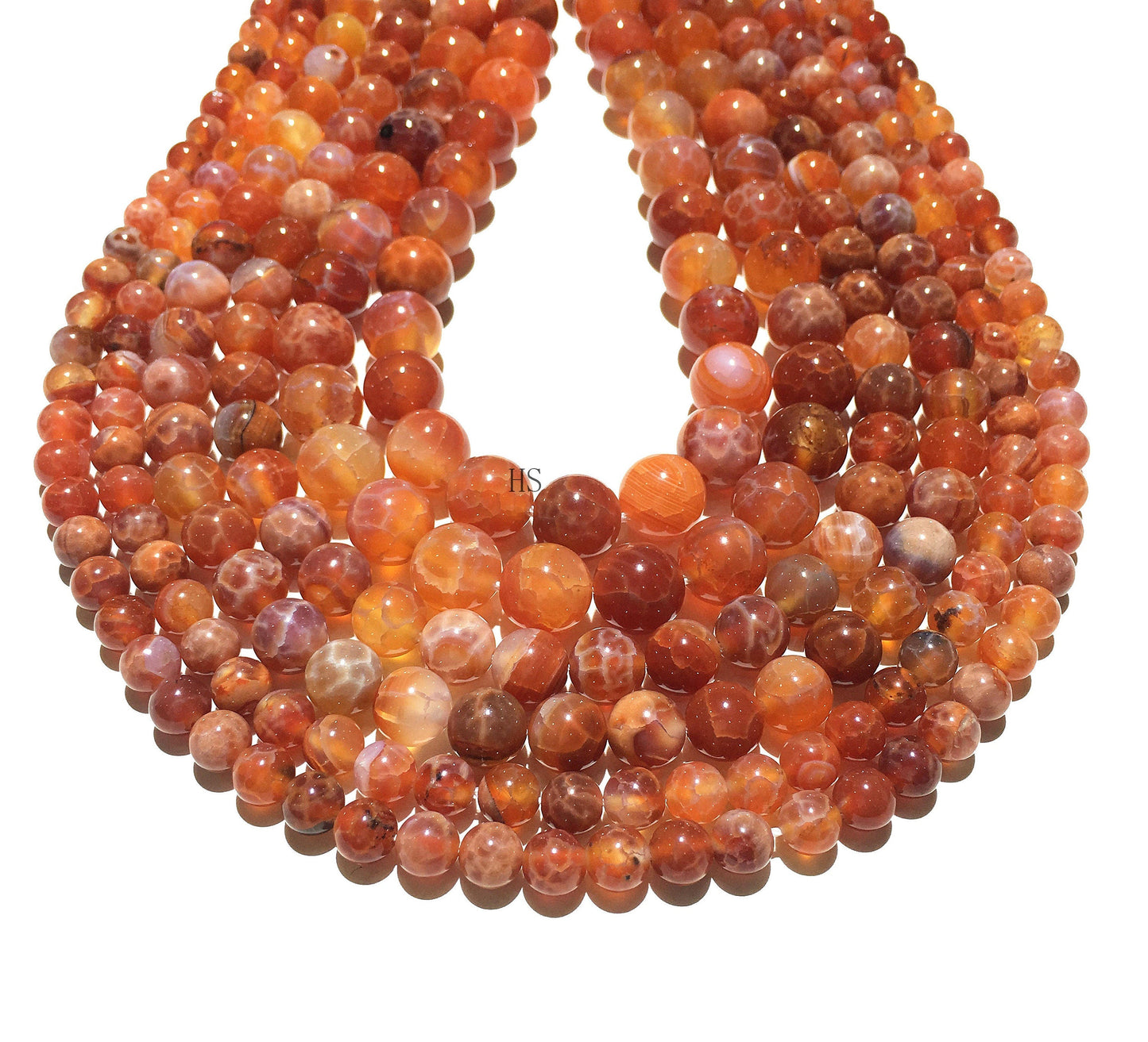 Natural Orange Fire Agate Round Beads Healing Gemstone Loose Bead For DIY Jewelry Making Design 4mm 6mm 8mm 10mm 12mm