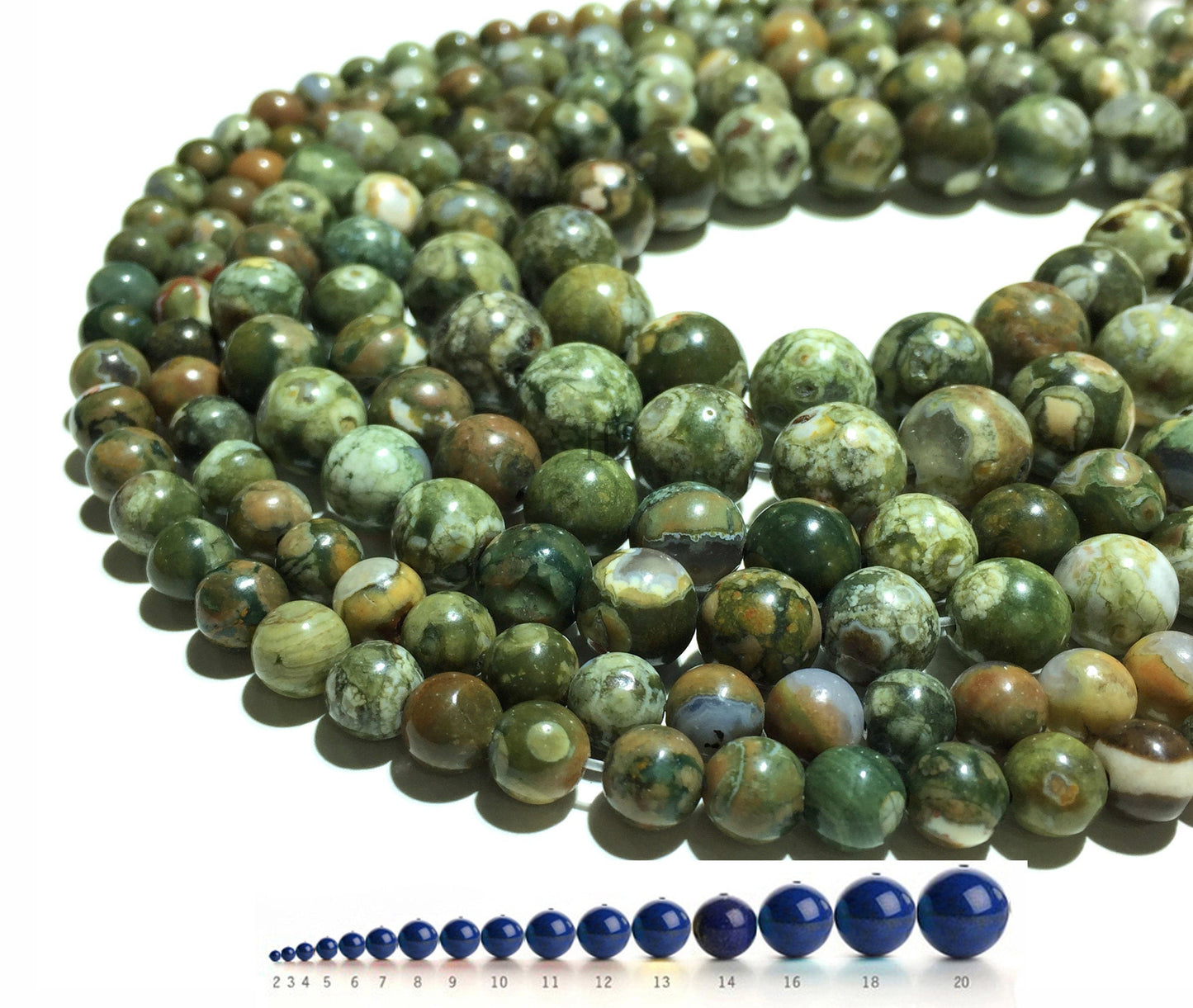 Natural Green Jasper Rhyolite Round Beads Healing Gemstone Loose Beads DIY Jewelry Making Design for  4mm 6mm 8mm 10mm 12mm