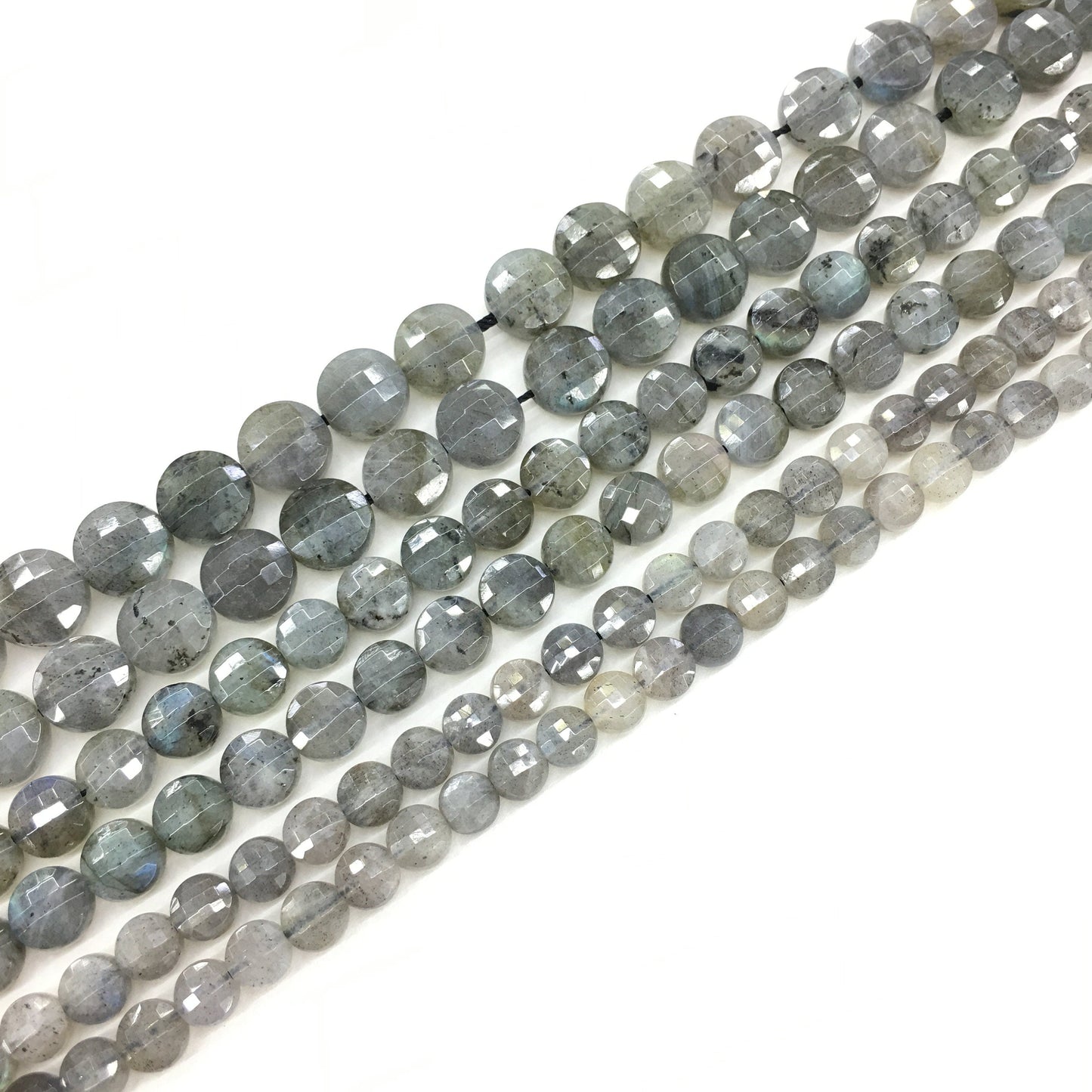 Natural Labradorite or Gray Moonstone Faceted Flat Coin Gemstone Loose Bead for Jewelry Making & Fashion Design AAA Best Quality 16inch