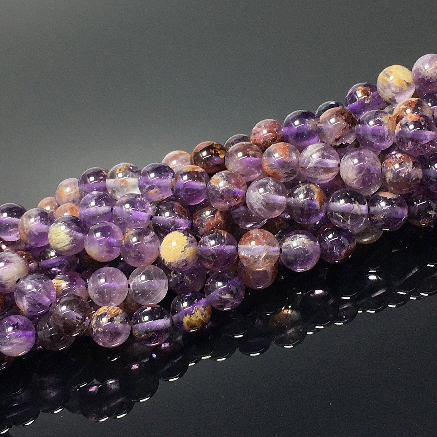 Natural Purple Amethyst Phantom Quartz Round Beads Energy Gemstone Loose Beads For DIY Jewelry Making Design AAAAA Quality